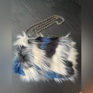 Blue Faux Fur Purse